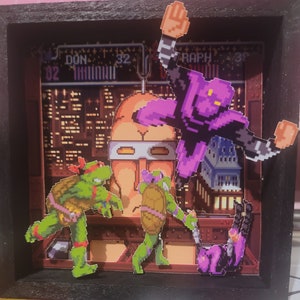 Teenage Mutant Ninja Turtles Shadowbox Diorama Turtles In Time Super Nintendo Wall Desk Art Gaming Handmade Gift