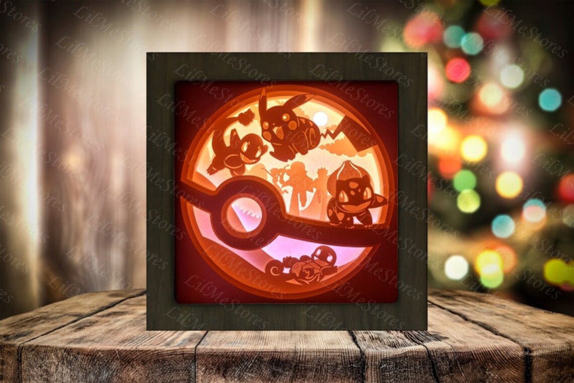 Pokemon 3D Papercut Lightbox Shadow Boxshadow Papercut Paper Etsy
