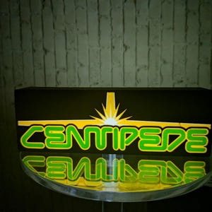 Centipede 3D Printed LED Light-Up Sign 9&quot; Retro Arcade Decor Lamp Handmade