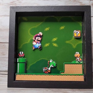 Super Mario World Super Nintendo 3d shadow box gaming art decor