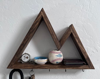 Entryway Key Holder | Mini mountain shelf for keys leash or knick knacks | Hand made and custom build for you!  Rustic Floating Shelf