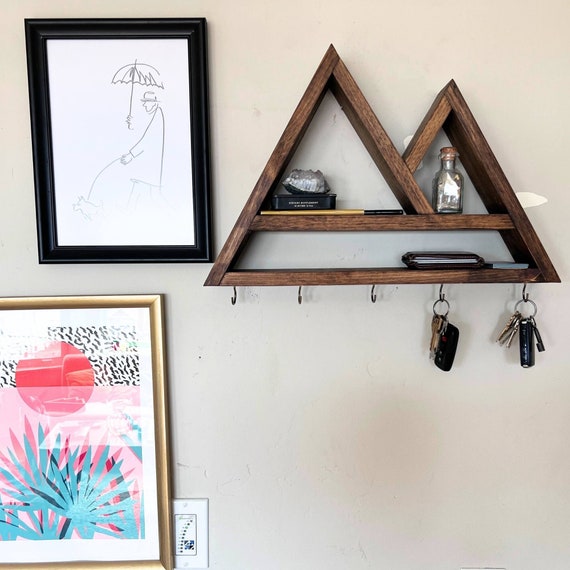 Mountain Shelf Key Holder Geometric Key Holder Entryway Organizer Mail Holder Leashholder Unique Entryway Organizer Etsy