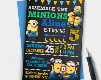 minion invitation etsy