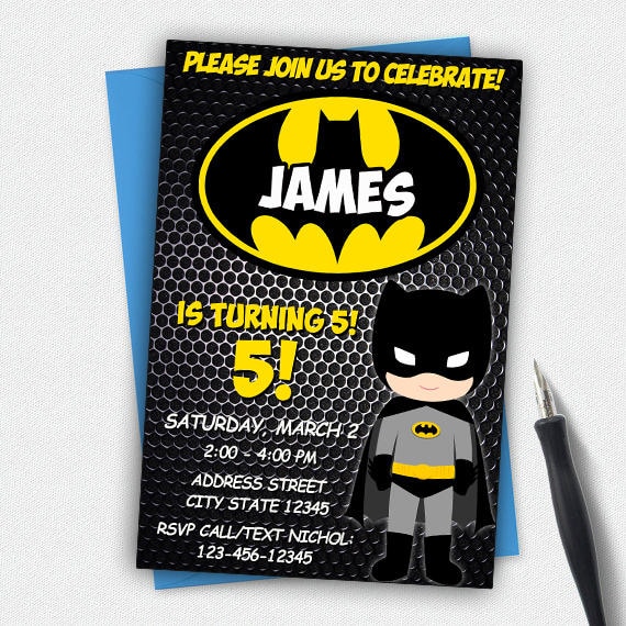 Batman Birthdaybatman Birthday Invitationbatman Etsy
