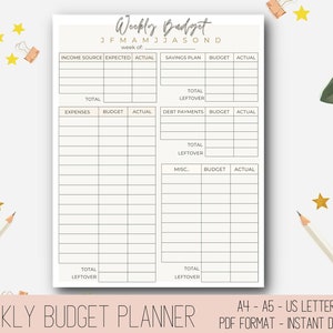 Weekly Budget Planner, Printable Budget Planner, Budget Printable, Budget Planner Printable, Budget Binder Printable