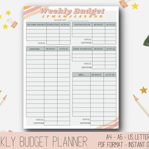 Weekly Budget Planner, Printable Budget Planner, Budget Printable, Budget Planner Printable, Budget Binder Printable