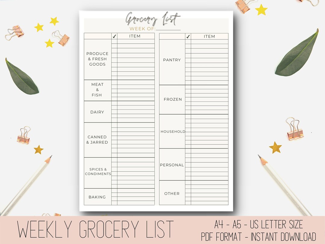 Grocery List Printable, Printable Budget Planner, Budget Printable ...