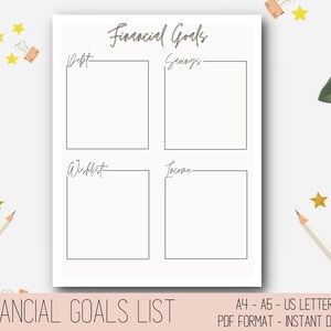 Financial Goals Printable, Printable Budget Planner, Budget Printable, Budget Planner Printable, Budget Binder Printable