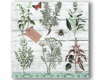 Herbs green Luncheon Paper Table Napkins 20 in a pack 33cm square