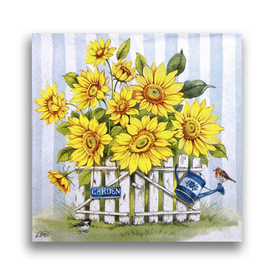 3 Decoupage Sunflower Napkins Garden with sunflowers Craft Etsy