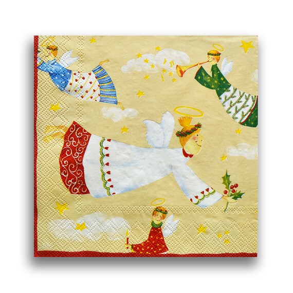 2 Decoupage Angel Napkin Flying angels Paper Napkin for Etsy