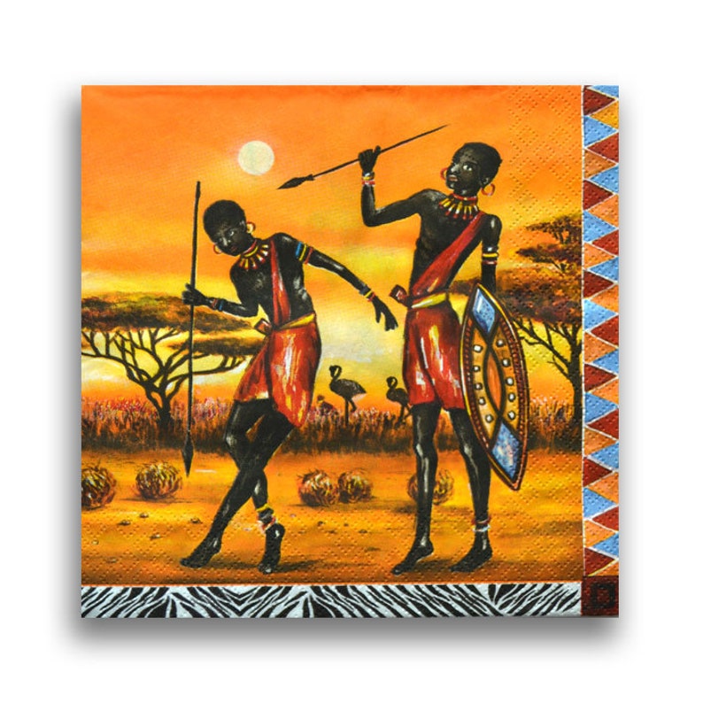 3 Decoupage Africa Napkin African village Paper Napkin for Etsy