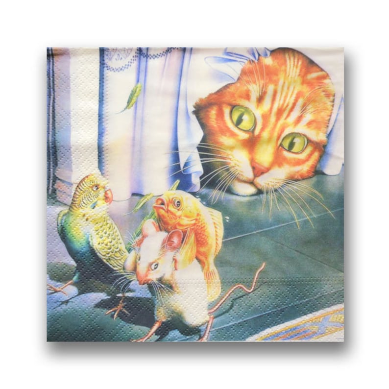 1 Decoupage Animals Napkins Cat and its prey Paper Napkin for Etsy