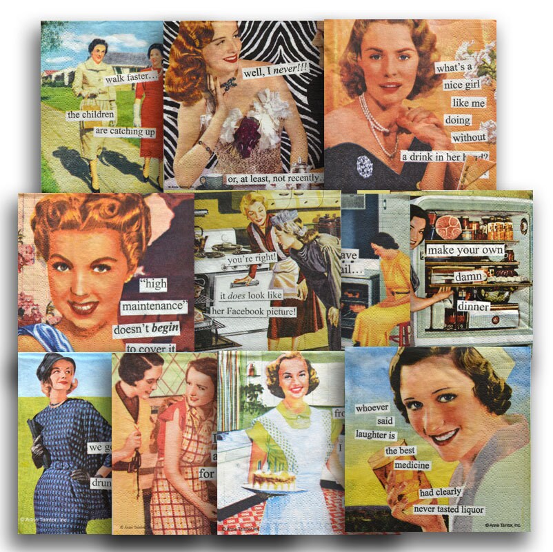 11 Decoupage Vintage Napkin American woman Paper Napkin for Etsy