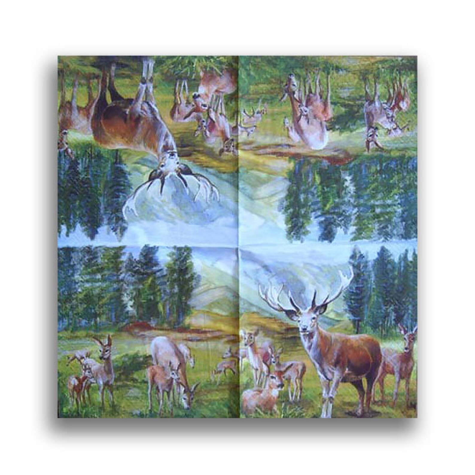 3 Decoupage Animals Napkins Family of deer Paper Napkin for Etsy