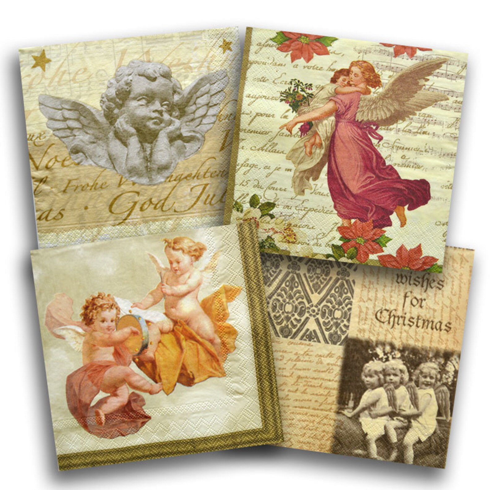 4 Decoupage Angel Napkin Angels Paper Napkin for Decoupage Etsy