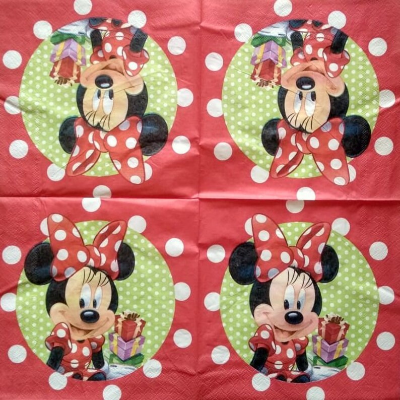 3 Decoupage Childhood Napkin Mickey Mouse Paper Napkin for Etsy