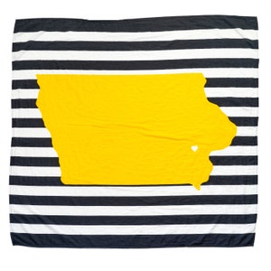 Iowa Baby Blanket Organic Cotton Muslin Swaddle Blanket - 47" x 43" - Fans of Iowa Hawkeyes Baby Gift for Boy Girl Receiving Blanket