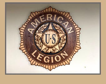 American Legion Wood Plaque – Engraved Military Emblem Wall Sign | Veteran, Promotion & Retirement Gift