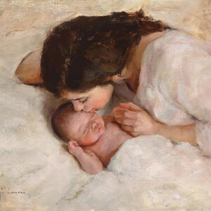 Fine Art Giclée Nativity Print “Breath of Heaven&quot;, archival canvas, highest quality reproduction of original oil painting, Christmas print