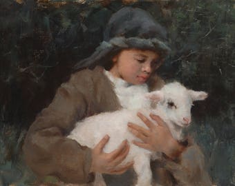 Fine Art Giclée Nativity Print "Without Blemish", archival canvas, highest quality reproduction of original oil painting, Christmas print