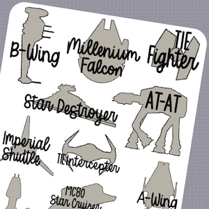 Star Wars-stickers - RUIMTESCHIP - Handgetekende handgeschreven stickers - Decorblad - Bullet Journal - Plannerkit