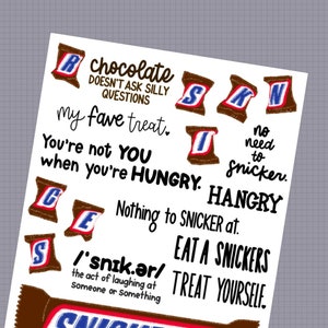 SNICKERS Stickervel chocoladereep snoepreep - handgetekende geschreven plannerstickers