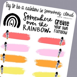 Rainbow Penny - stickervel met PENNY-personage - handgetekende schriftelijke plannerstickers - balpenstickers