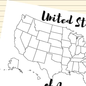 Inserção do Planner da página traseira - Mapa dos Estados Unidos da América - Mapa dos EUA - Passion Planner - Bullet Journal - Happy Planner - Bujo -Amplify Planner