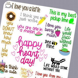 PUNNY Valentijnsdag - Happy Heart Day - Valentijnsdagstickers - Handgetekend en handgeschreven - Geheugenplanning - Valentijnsdag
