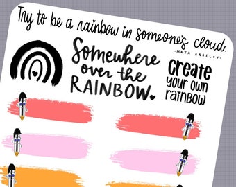 Rainbow Penny - PENNY Character Sticker Sheet - Hand Drawn Written Planner Stickers - Ballpoint Pen Stickers