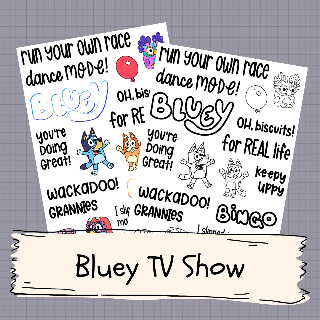 BLUEY Sayings and Characters Hand Drawn Hand Written Etsy