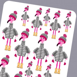 Roze FLAMINGO - GEWASJAS - Handgetekende handgeschreven plannerstickers - Flamingostickers - Vogelstickers