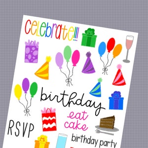 Happy BIRTHDAY Sticker Sheet - Handgetekende geschreven Planner Stickers