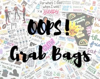 oops GRAB BAGS - Hojas de pegatinas misteriosas - Pegatinas imperfectas - Pegatinas antiguas y nuevas - Oopsie Daisee