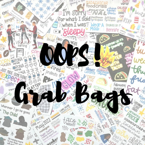 oops GRAB BAGS - Mystery Sticker Sheets - Imperfect Stickers - Old and New Stickers - Oopsie Daisee