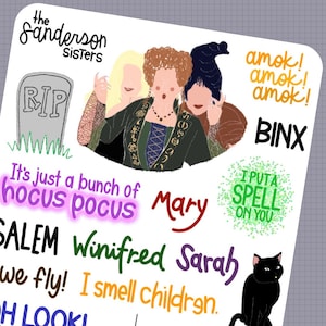 Hocus Pocus handgetekende handgeschreven plannerstickers - decorblad - plannerkit - halloweenstickers - filmstickers