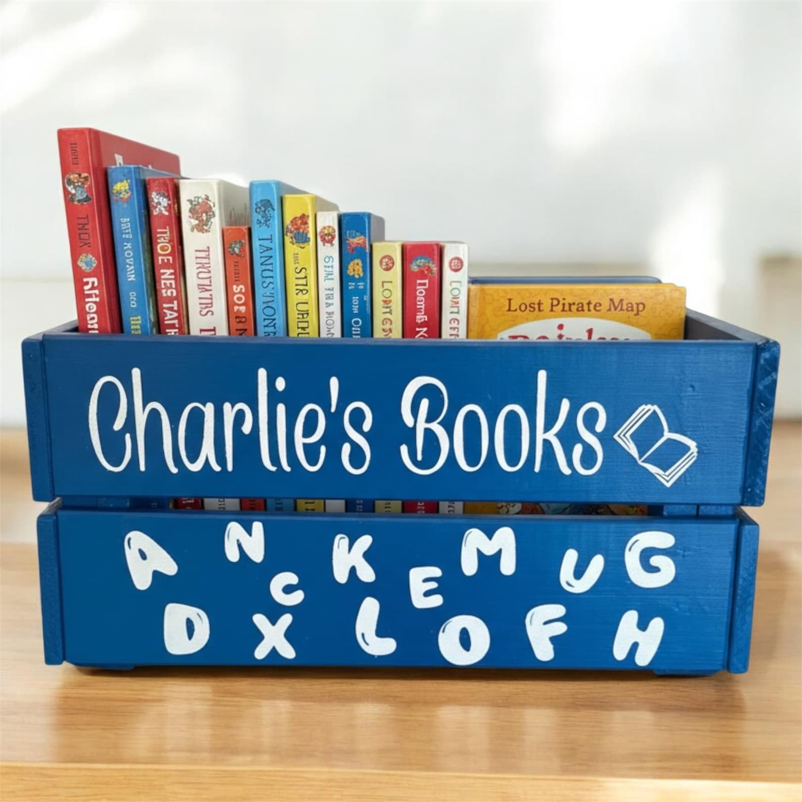 Personalized Wooden Toy Box for Kids | Custom Name Book Storage Bin ...