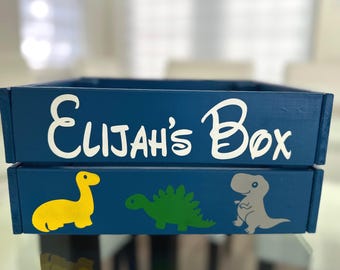 Personalized Wooden Dinosaur Book Box, Kids Storage Shelf, Toddler Bookcase, Nursery Room Organizer gift