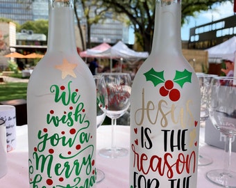 Christmas Lighted Wine Bottle, Christmas decorations, Christmas gift