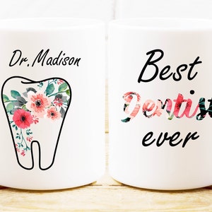 Personalized dentist mug, dentist graduation gift, dental hygienist gift, dentist gifts idea, dental student gift, coffee mug.