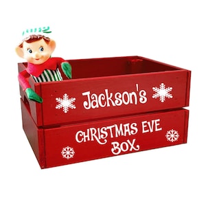Personalisierte Heiligabend Box Kinder traditionelle Weihnachten Box personalisierte Weihnachtskiste Holzweihnachtsbox Santa Korb