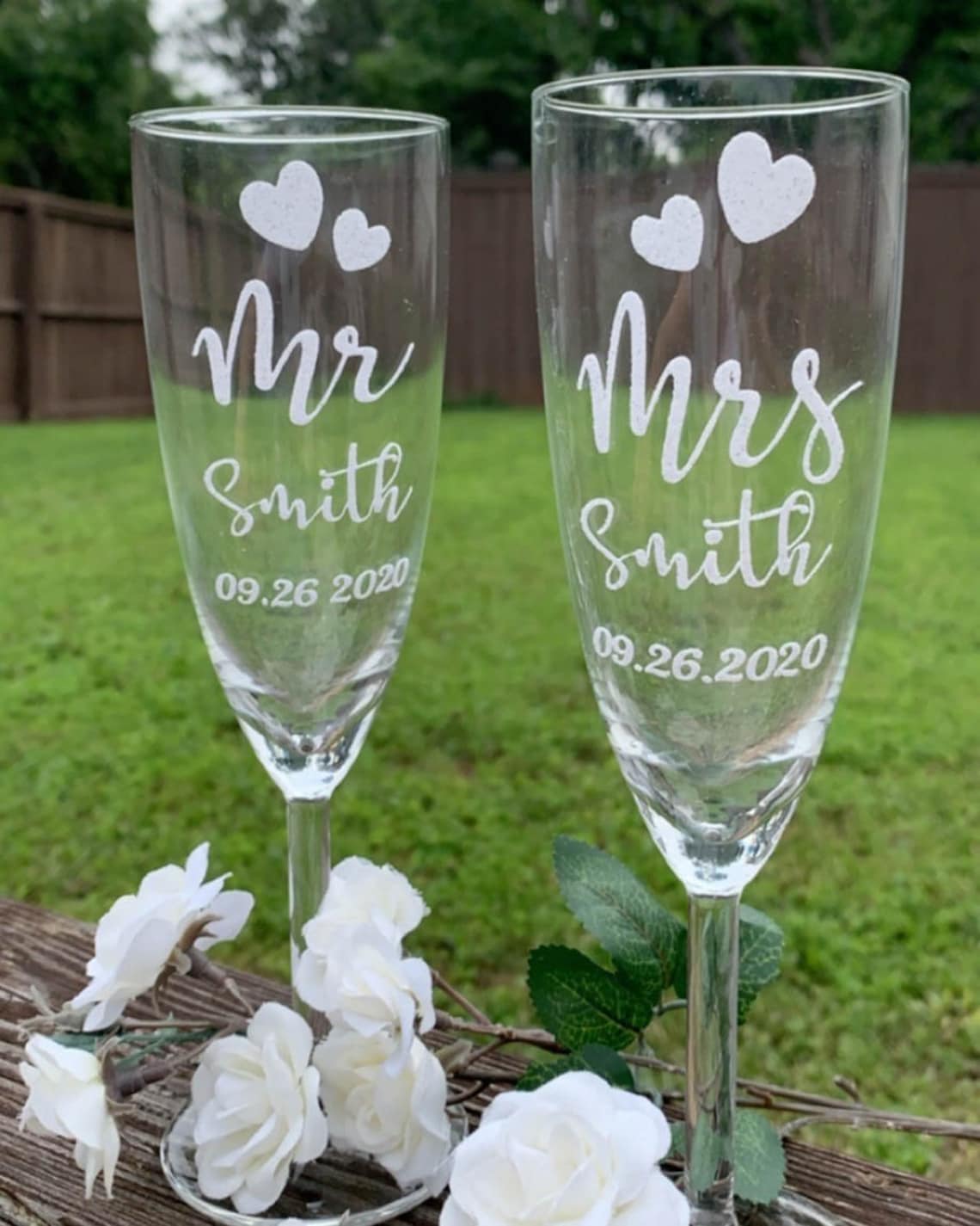 Set of 2 Mr and Mrs Champagne Glasses Personalized Champagne Etsy Australia