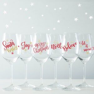Festive Holiday Wine Glasses Set Personalized Christmas Gift for Friends  Wine Lovers