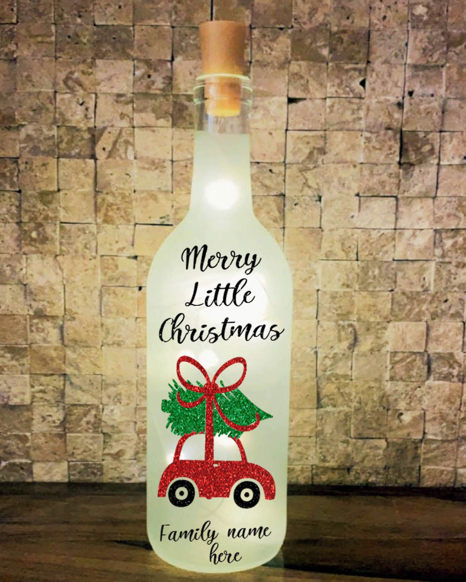 Christmas Lighted Wine Bottle Light up Wine Bottle Christmas Etsy