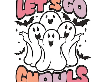Let's Go Ghouls Halloween PNG: Retro Geister Gespenster (Digitaler Download