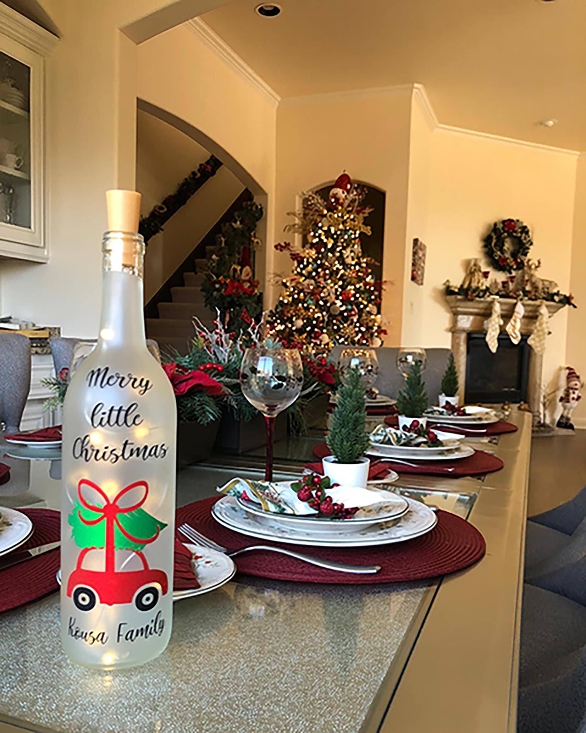 Christmas Lighted Wine Bottle Light up Wine Bottle Christmas Etsy