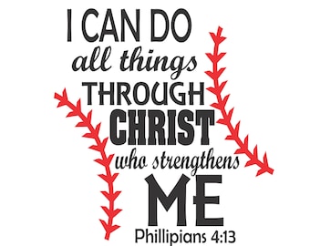 Baseball Mom Phillipians 4:13 Vector Cutting File for Vinyl Cutters svg, dxf, png, pdf