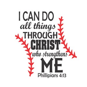 Baseball Mom Phillipians 4:13 File di taglio vettoriale per frese in vinile svg, dxf, png, pdf
