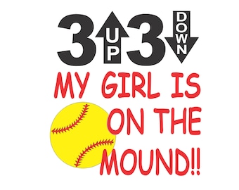 3 Up 3 Down Softball Vector Cutting File for Vinyl Cutters svg, dxf, png, pdf